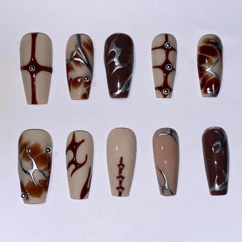 Drücken Sie Auf Die Nägel/Nail Art Chrom Nägel/ Braune von Etsy - SelinaNailsArt