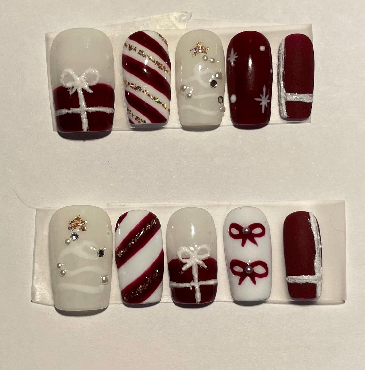 Drücken Sie Auf Die Nägel/Nail Art Rote von Etsy - SelinaNailsArt