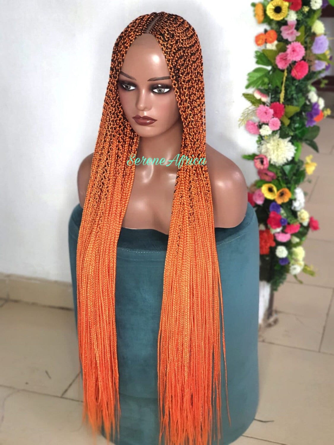 Geflochtene Perücke, Verschluss Lange Orange Box Braid Perücken Für Schwarze Frauen von Etsy - SereneAfrica