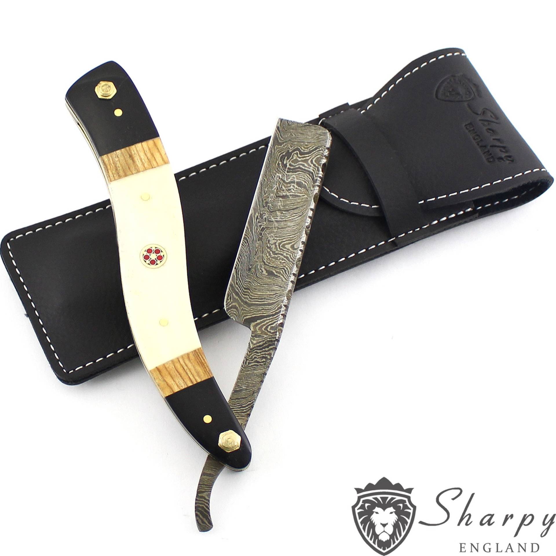 Handgemachte Nassrasur Barber Salon Damaskus Stahl Straight Cut Throat Razor Mit Kostenlosem Schwarzen Beutel von Etsy - SharpyCo