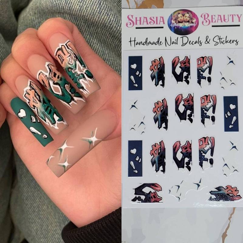 Graffitti Nagelsticker Oder Nagelabziehbild-Option von Etsy - ShasiaBeauty