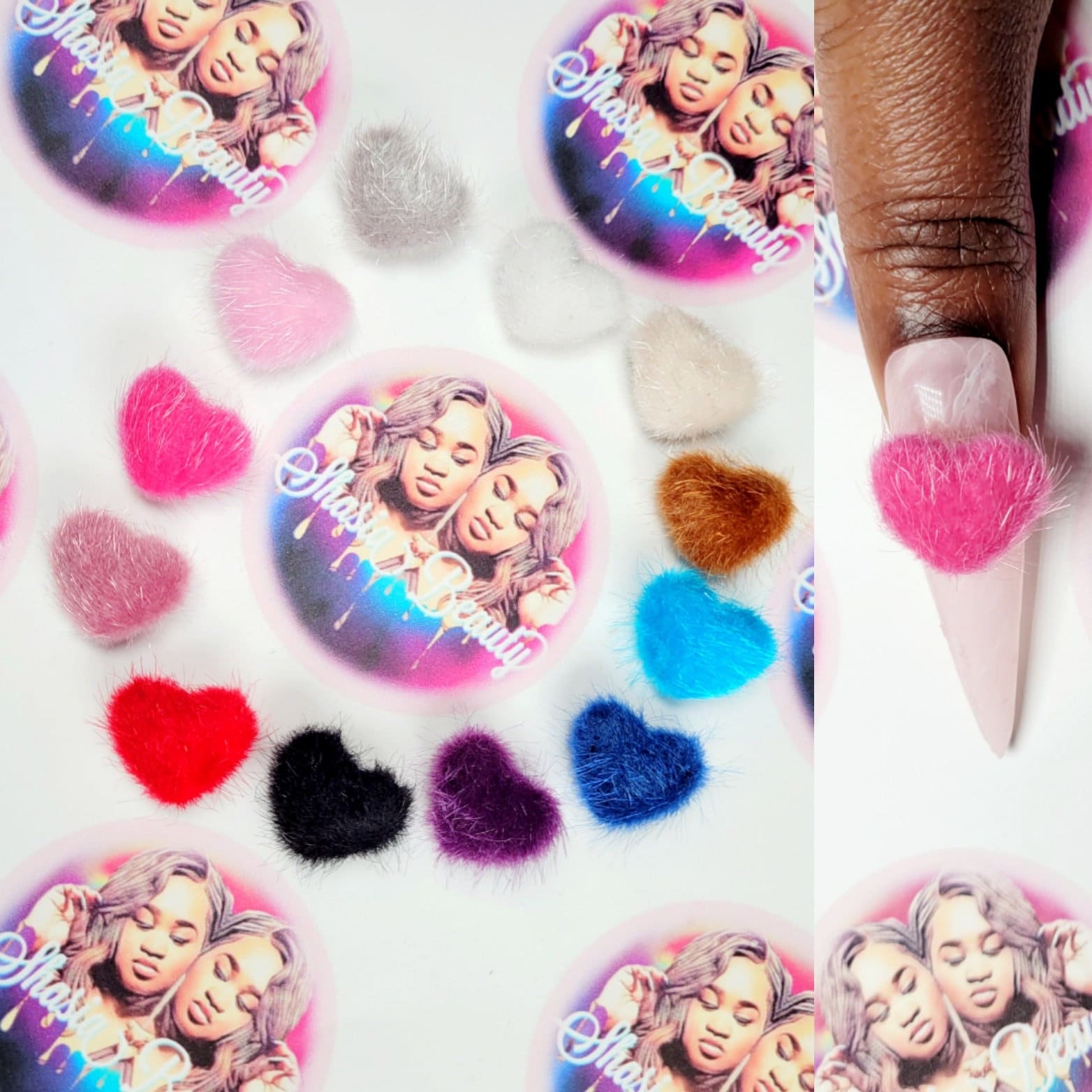 Herz Fell Nagel Pom Poms Für Baddie Nails 2Pom Set| Valentine Charms von Etsy - ShasiaBeauty