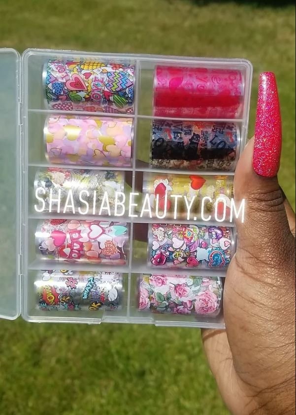 Liebe Herzen Nail Art Foil Box/Variety Pack/ Valentinstag Nägel/Herz Folien/Einfache Nageldesign/Liebe Nägel von Etsy - ShasiaBeauty