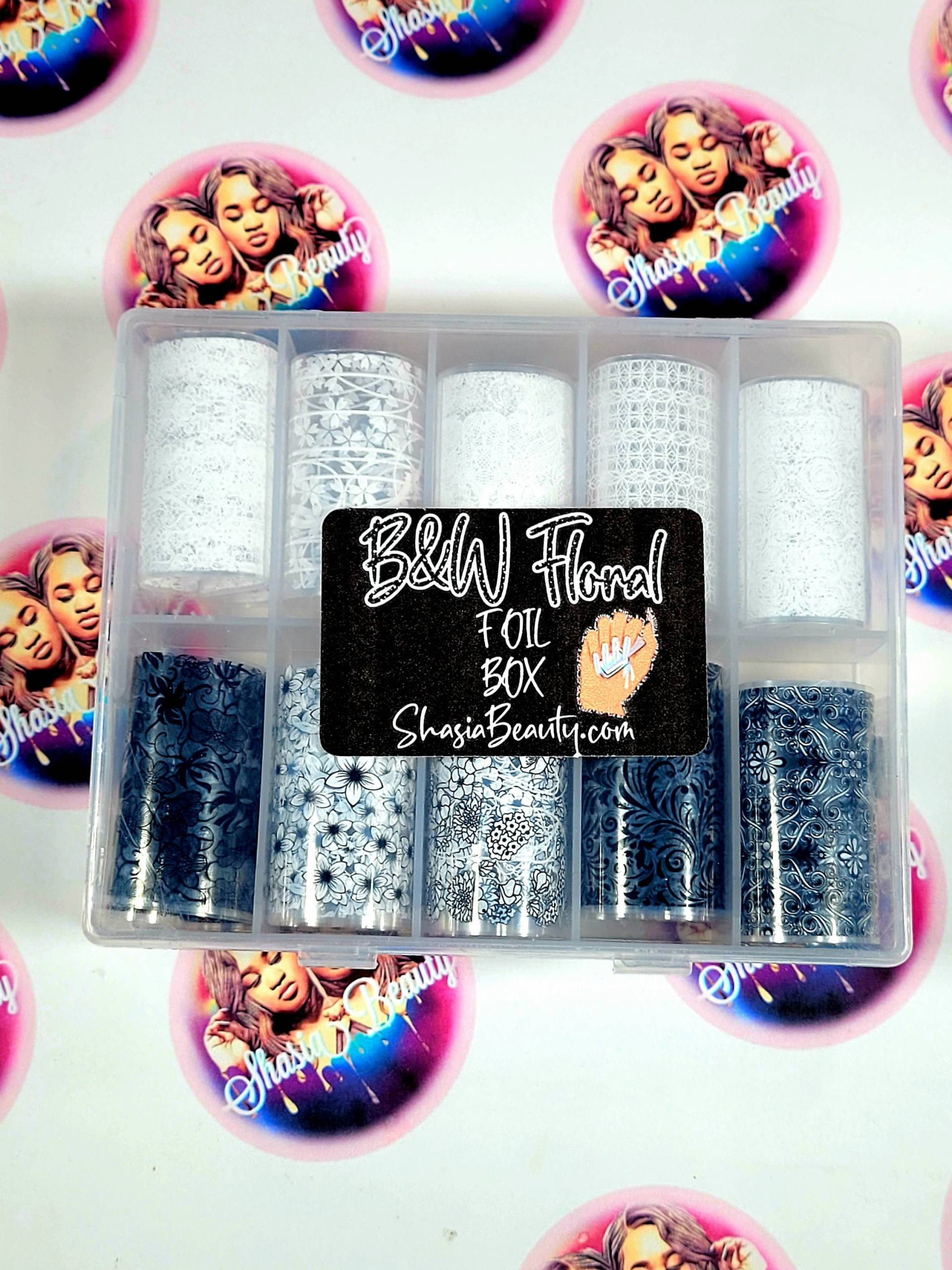 Schwarz & Weiß Floral Nail Art Foil Box/Variety Pack Nagel /Vintage Spitze Blumen von Etsy - ShasiaBeauty