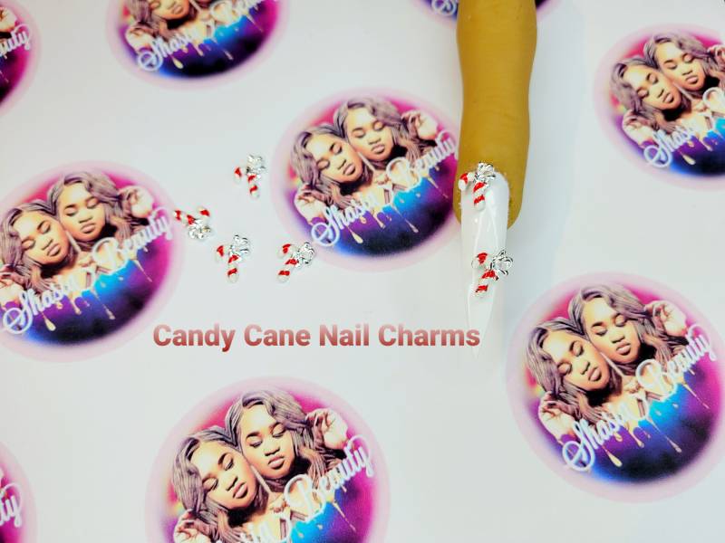 Zuckerstange Schleife Nagel Charms| Kawaii Nailart | Winter Nägel| Weihnachtsanhänger| 5 Stück von Etsy - ShasiaBeauty