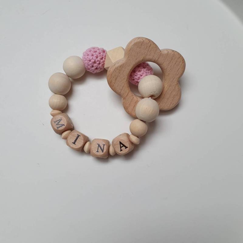 Greifring Aus Holz Und Häkelperlen Versch. Farben Möglich Greifling Personaliesiert Geschenk Zu Geburt & Taufe Geschenk Personalisiert Baby von Etsy - ShopPrincessDreams