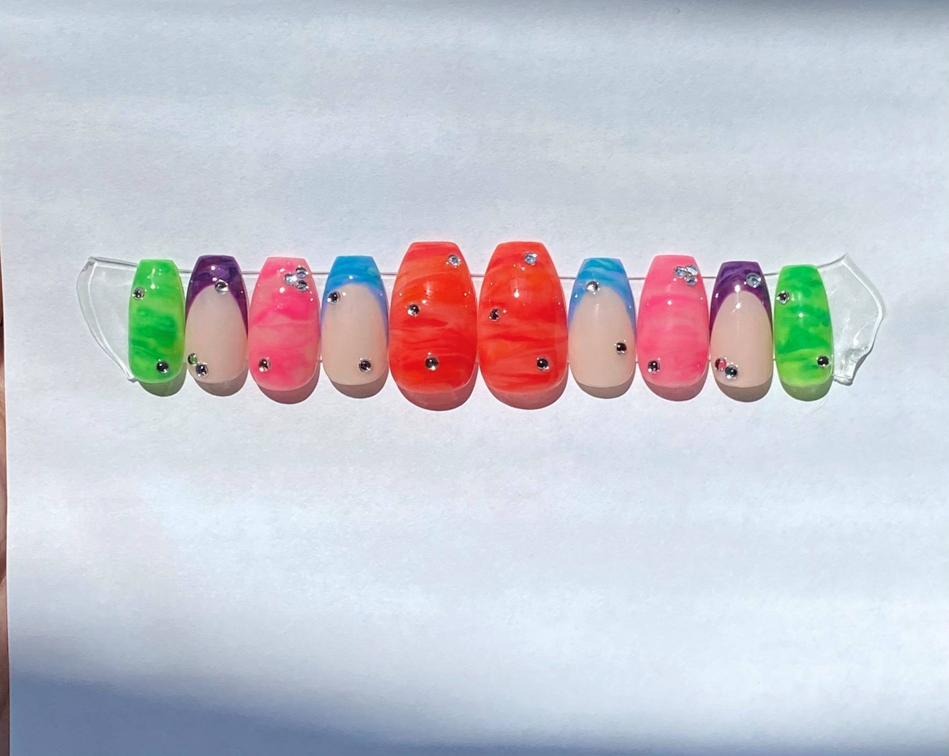 Regenbogen Marmor Press On Nails von Etsy - ShyyLa