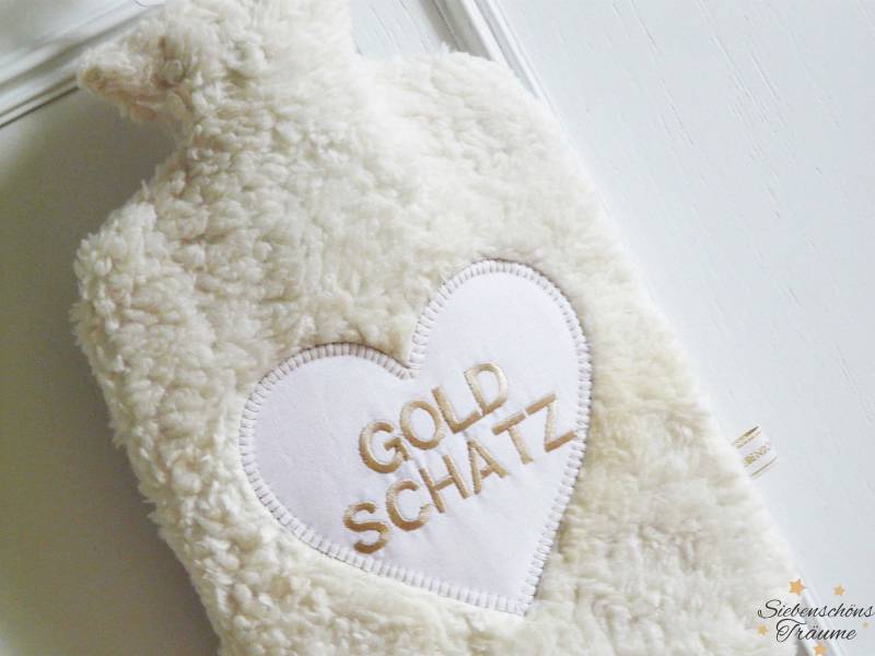 Goldschatz Wärmflasche "Herzblut" Weiß/Gold, Baumwollteddyplüsch, Personalisiertes Geschenk, Gesundheit, Herz, Krankheit, Teddyplüsch von Etsy - SiebenschoensTraeume