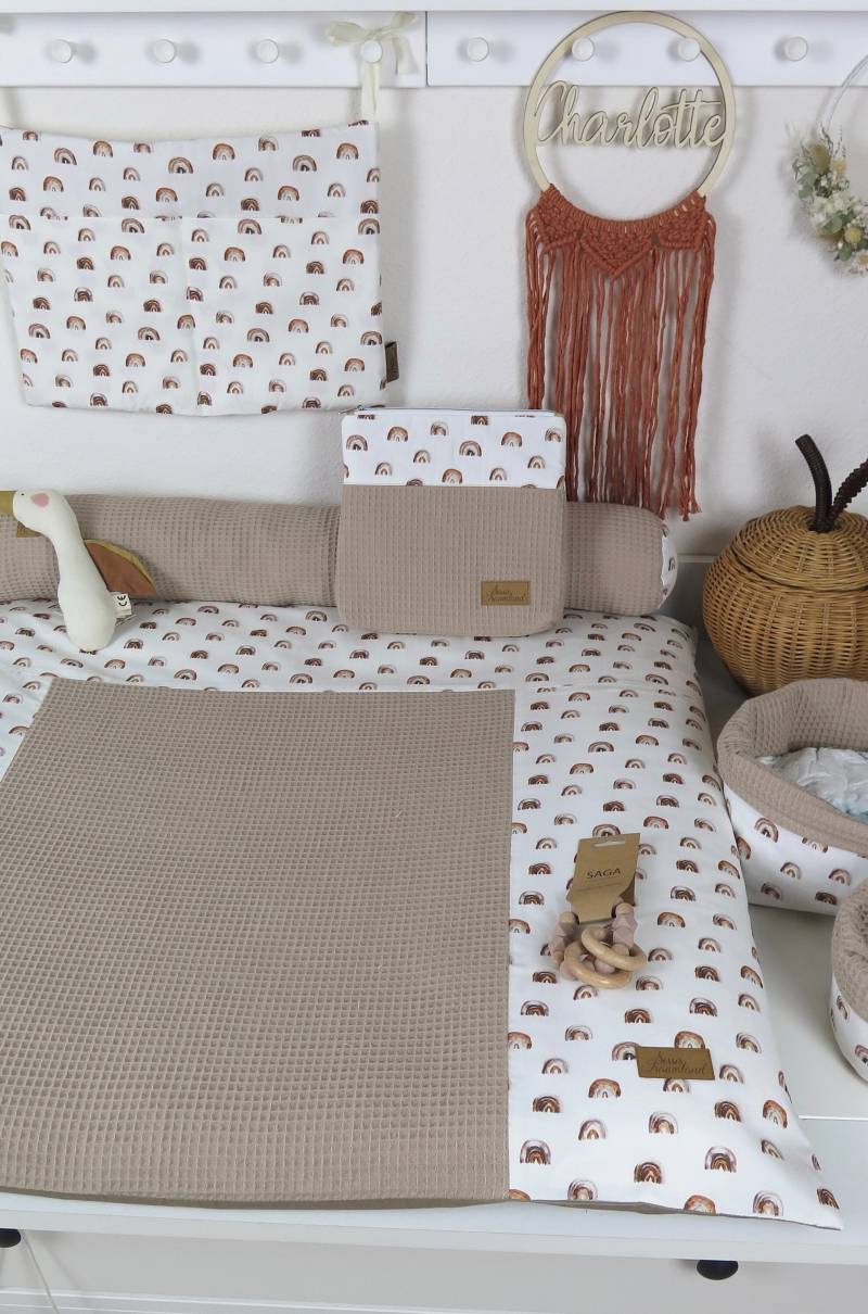 Wunschmaß - Wickelauflage Set Bow Braun Waffel Dunkles Beige von Etsy - SissisTraumland