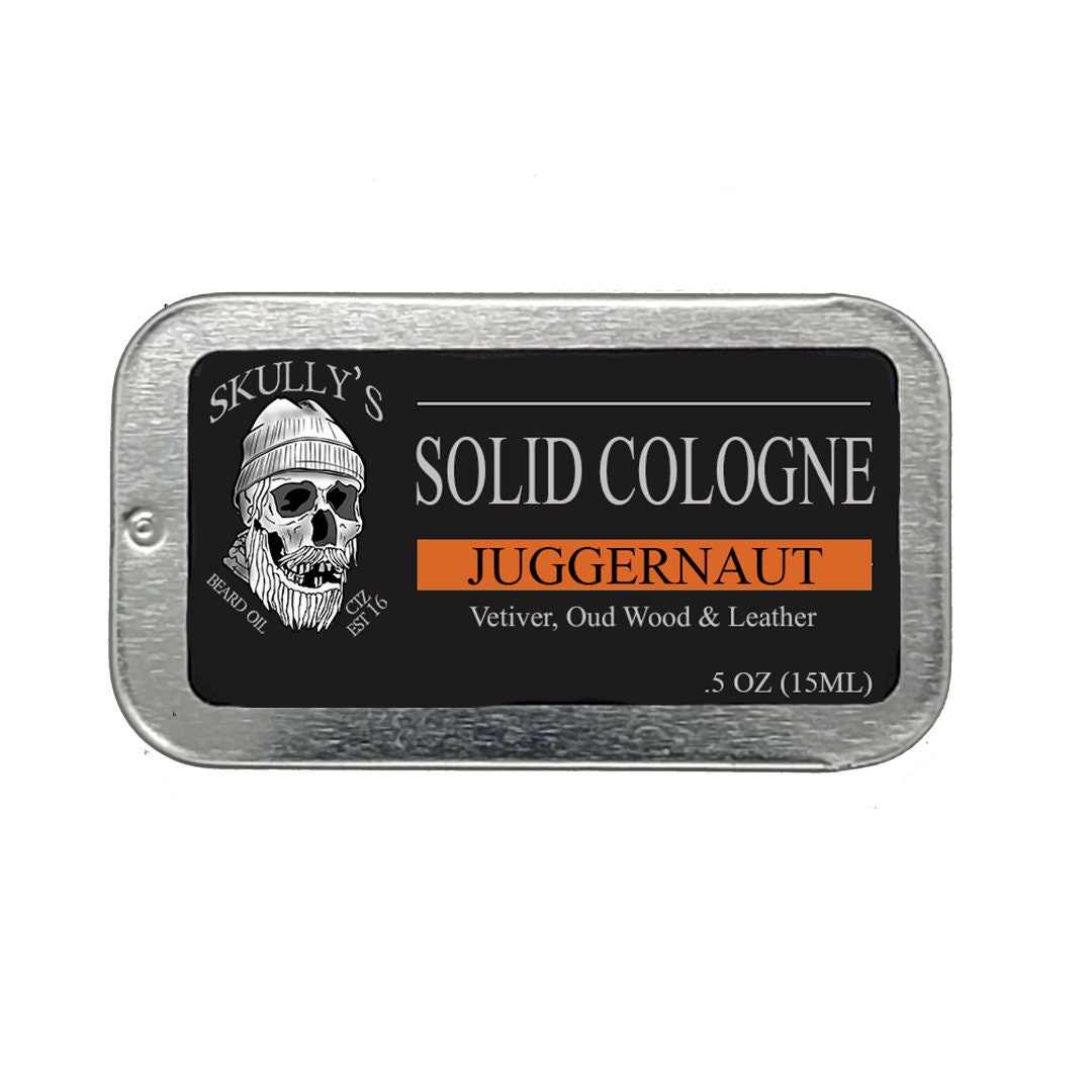 Solid Cologne For Men - Juggernaut | Leder, Oud Holz, Vetiver, Patchouli von Etsy - SkullysBeardOil