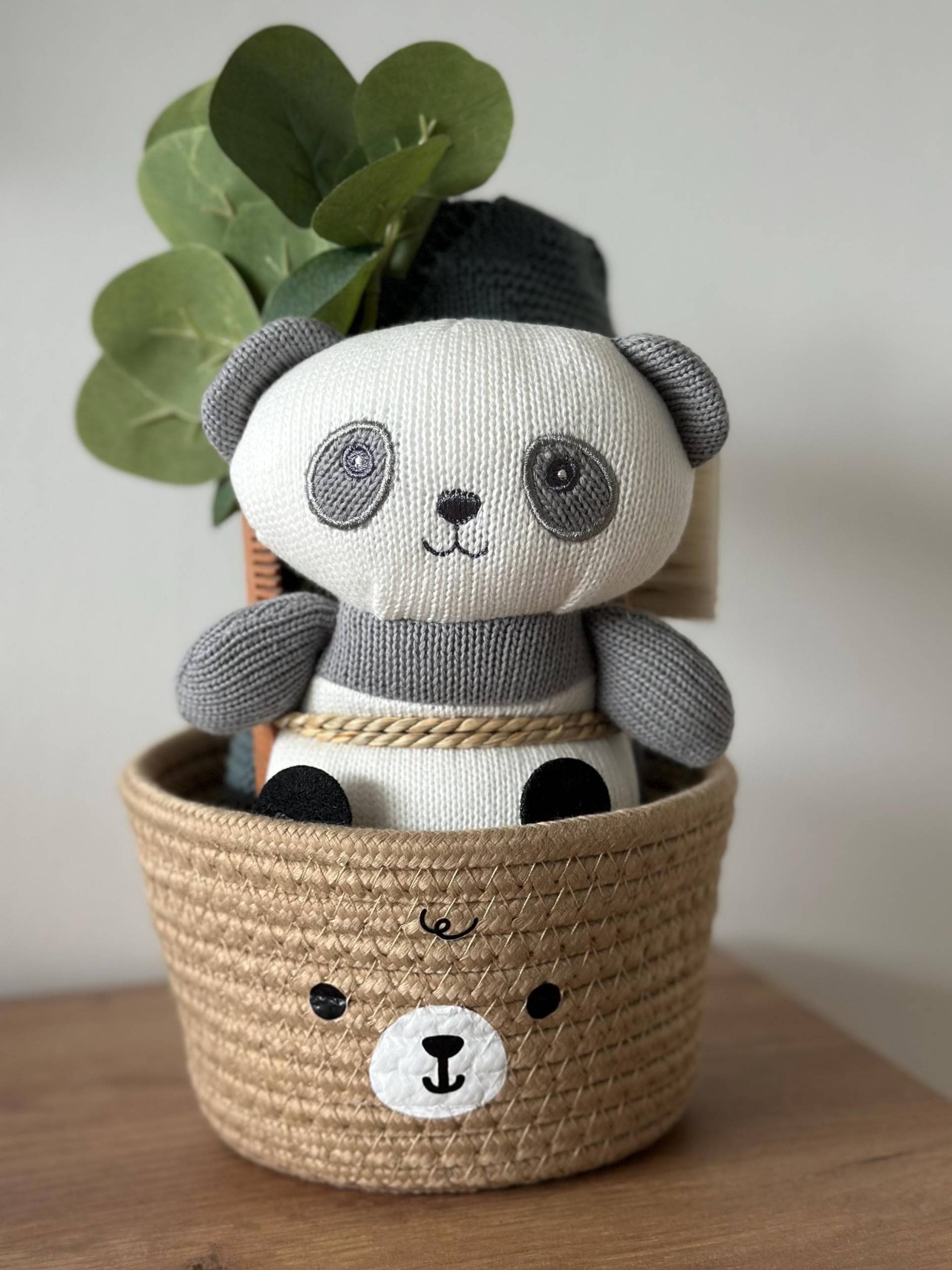 Baby Geschenkkorb Unisex, Pandakorb Mini, Mit Babydecke Grün von Etsy - SmallLightsShop