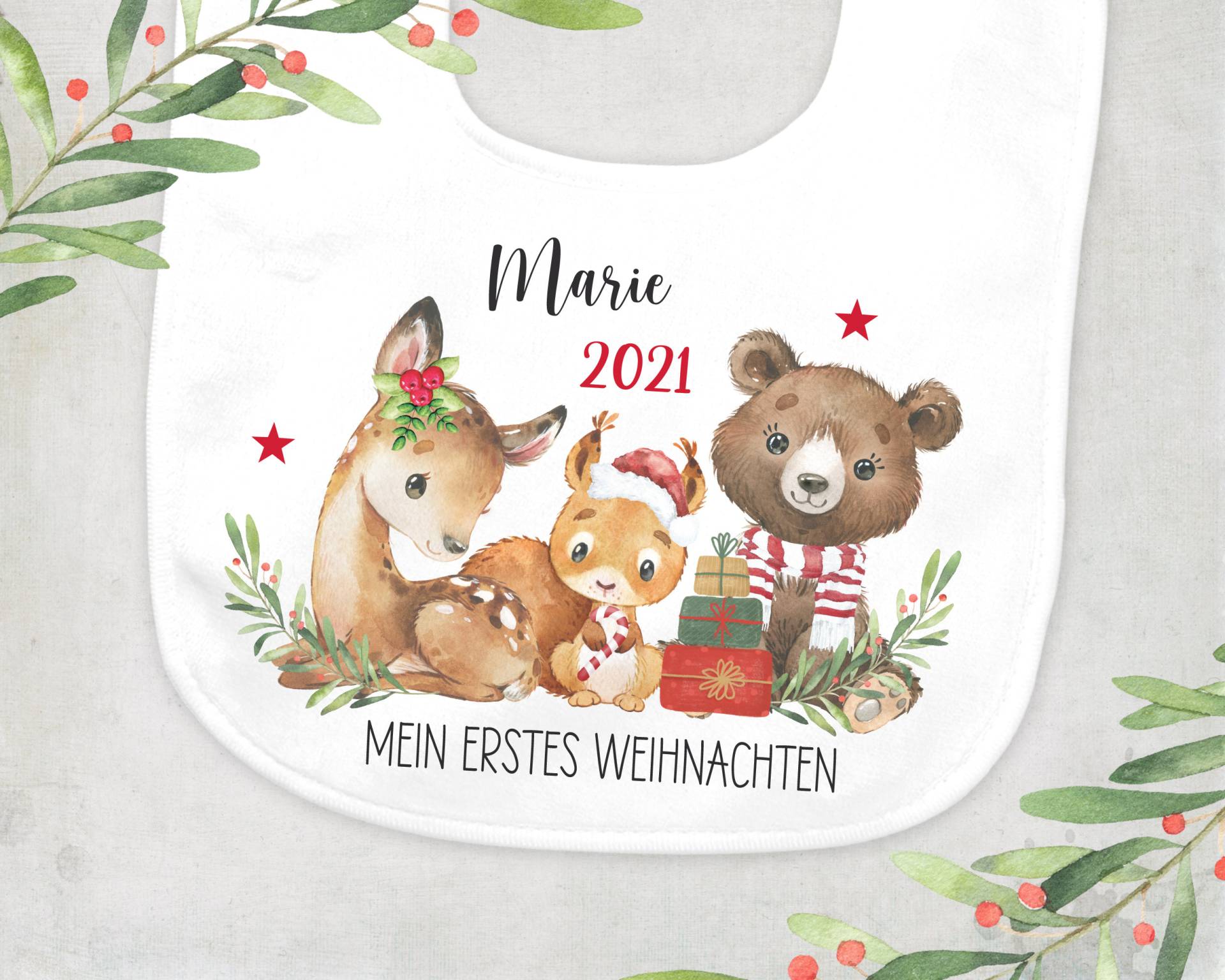 Lätzchen Weihnachten Personalisiert Mit Name Erstes Weihnachtsgeschenk Baby von Etsy - SmallTreasuresDE