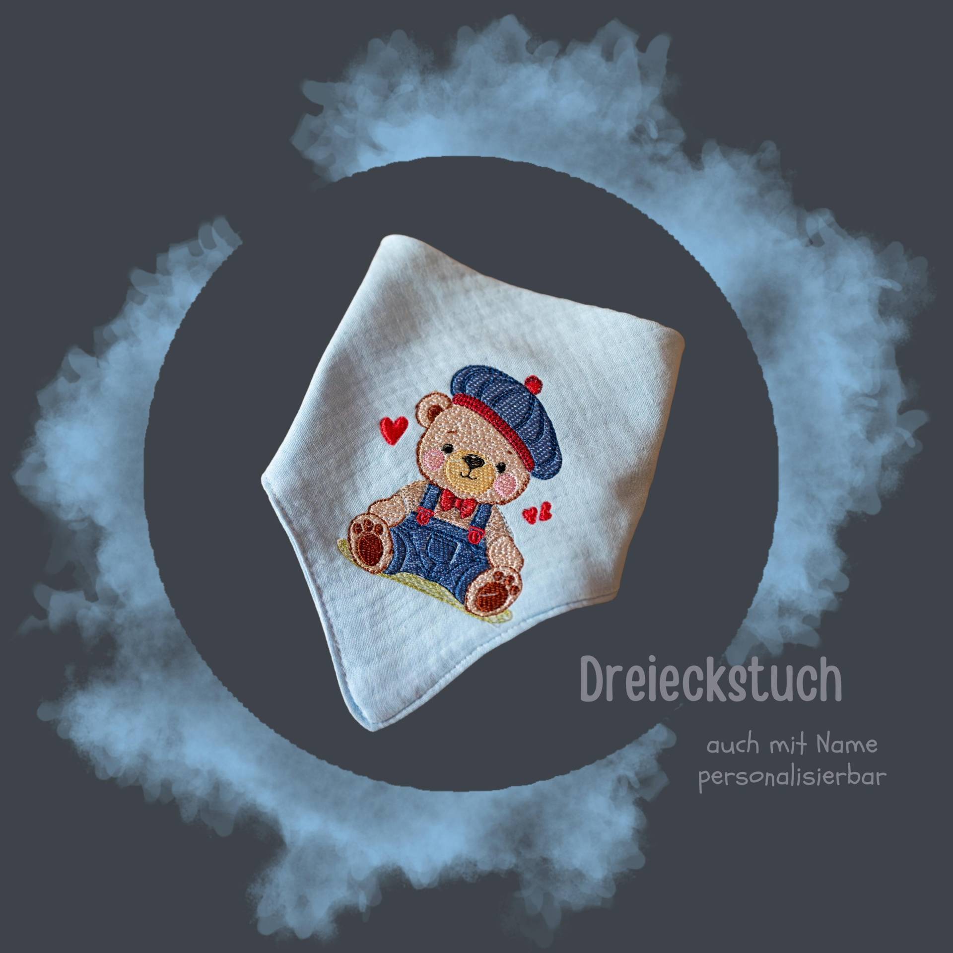 Personalisiertes Musselin Dreieckstuch Lätzchen - Bestickt Mit Name & Teddy-Bär Weiches Baby Halstuch Druckknöpfen | 0-36 Monate von Etsy - SnowyDesignsShop