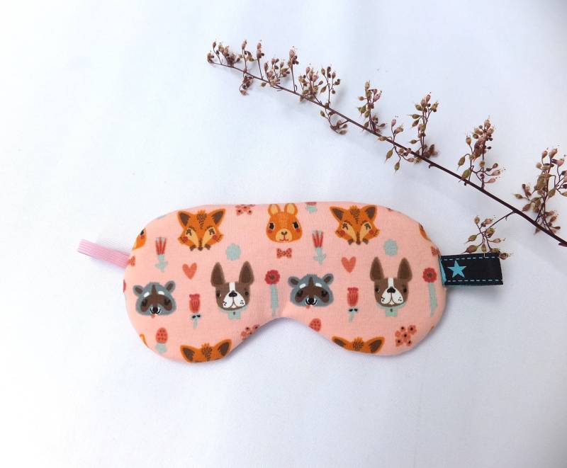 Kinder Schlafmaske Verstellbar, Schlaf Brille Rosa Mit Tierchen, Gesichtsmaske Bio-Baumwolle von Etsy - Sofeinsein