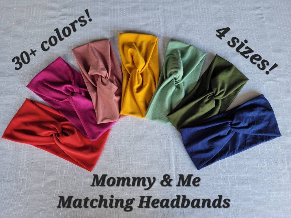 Mama Und Ich Passendes Einfaches Twist Top Stirnband, Weiche Dehnbare Elasthan Stoff Gedrehte Stirnbänder, Baby, 40+ Farben Zur Auswahl von Etsy - SophiesRemedy