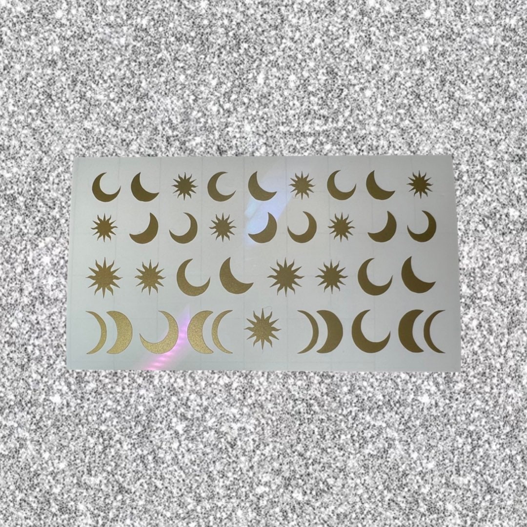 Mond & Sonne/Sparkle Stars Nail Art Sticker Abziehbild von Etsy - PressOnNailsByJodie