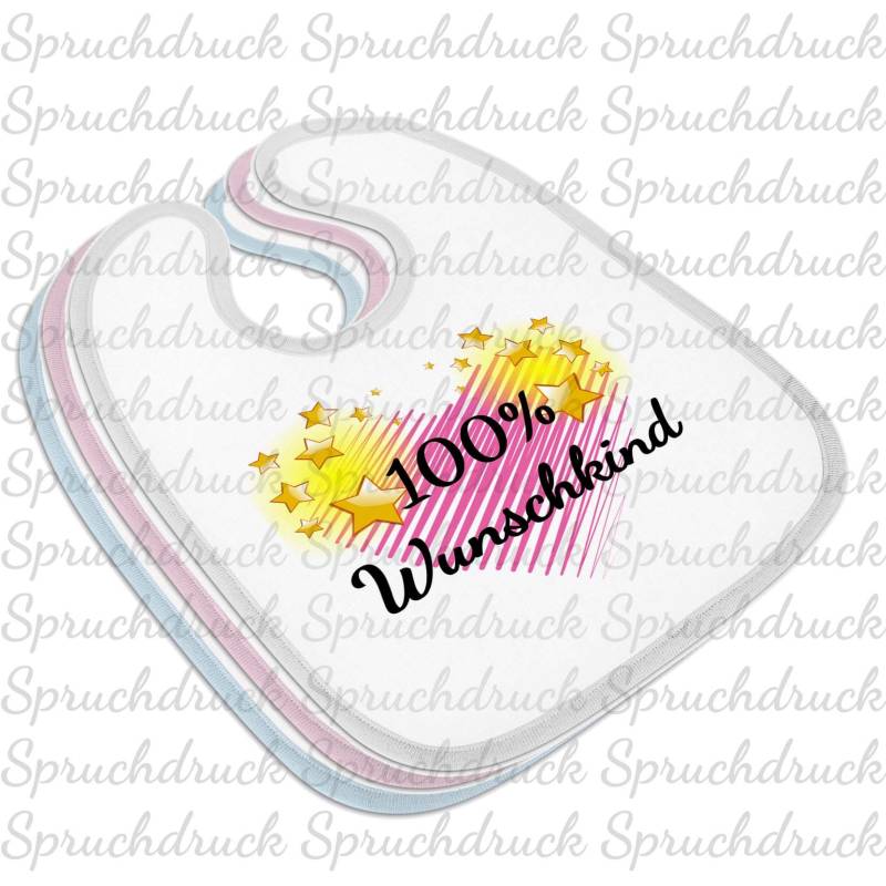 Babylätzchen 100% Wunschkind Blau Weiss Rosa Latz von Etsy - Spruchdruck