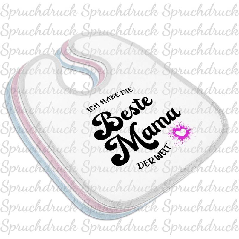 Babylätzchen Ich Habe Die Beste Mama Der Welt Blau Weiss Rosa Latz von Etsy - Spruchdruck