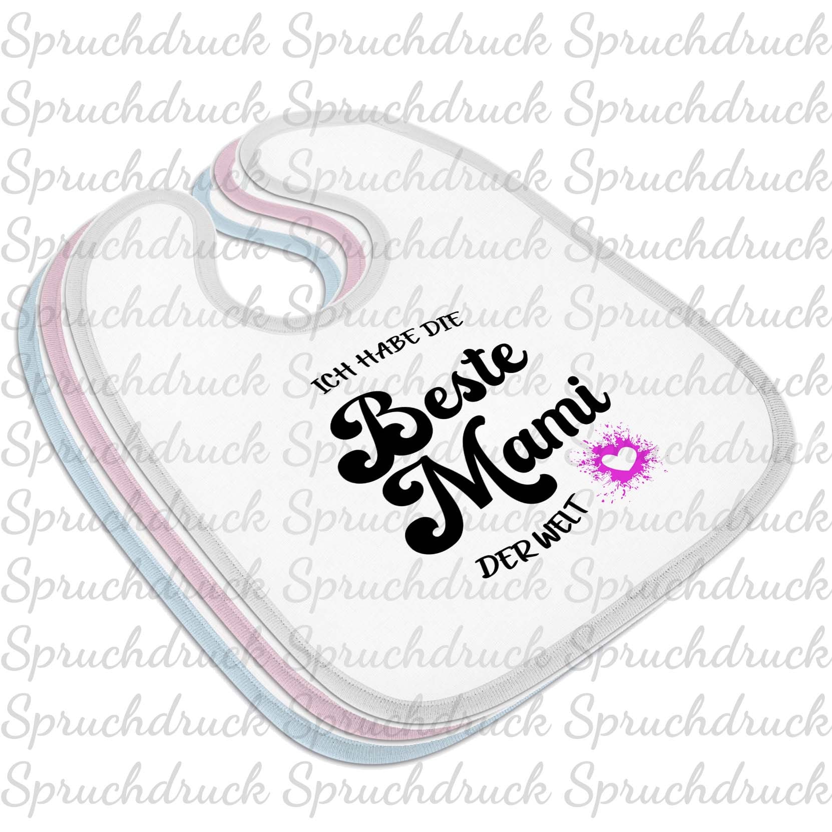 Babylätzchen Ich Habe Die Beste Mami Der Welt Blau Weiss Rosa Latz von Etsy - Spruchdruck