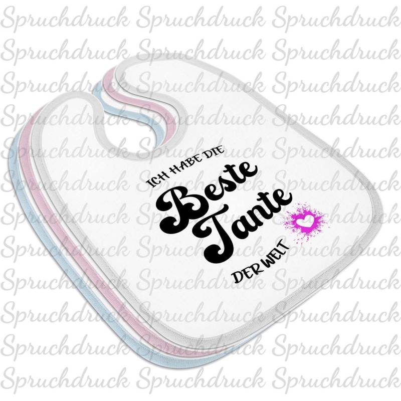 Babylätzchen Ich Habe Die Beste Tante Der Welt Blau Weiss Rosa Latz von Etsy - Spruchdruck