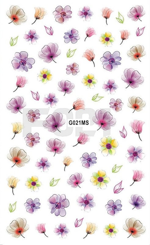 Aquarell Blumen Nagel Aufkleber Transparent Blume Lily Glory Canna Hibiskus Rose Gänseblümchen Selbstklebende Nail Art Abziehbilder Fms von Etsy - StickerRay