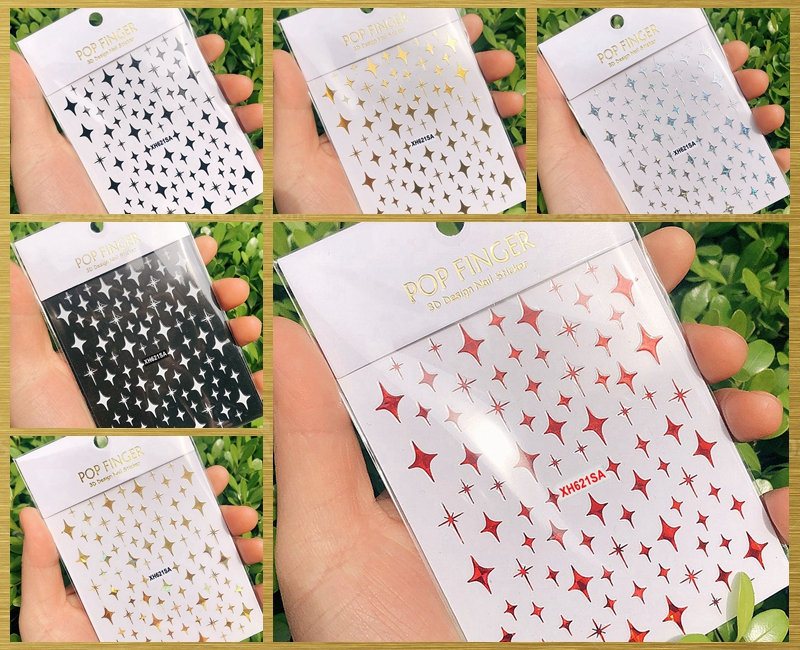 Little Stars Nail Sticker Laser 4-Zackiger Stern Weihnachten Selbstklebende Art Decals | 6 Farben Wgsa von Etsy - StickerRay