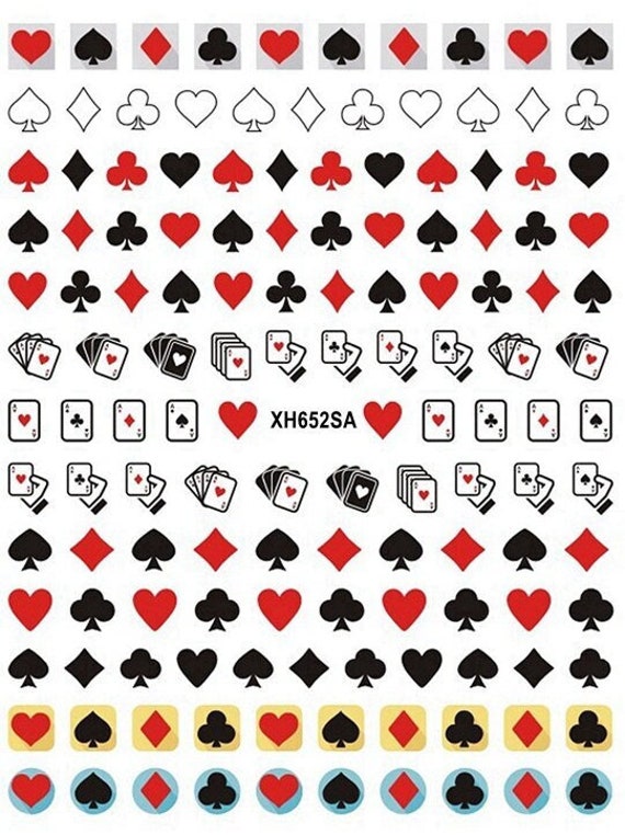 Poker Karte Aces Nail Art Sickers Abziehbild Spiel Jokers Clubs Herzen Diamanten Selbstklebende Sticker Wgsa von Etsy - StickerRay