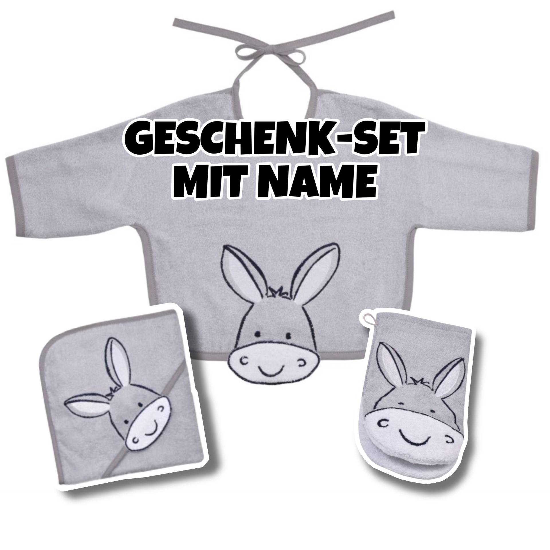 Baby Geschenkset Kapuzenhandtuch Personalisiert + Lätzchen Mit Name Waschhandschuh Namen | Geschenk Geburt von Etsy - SticklingDE