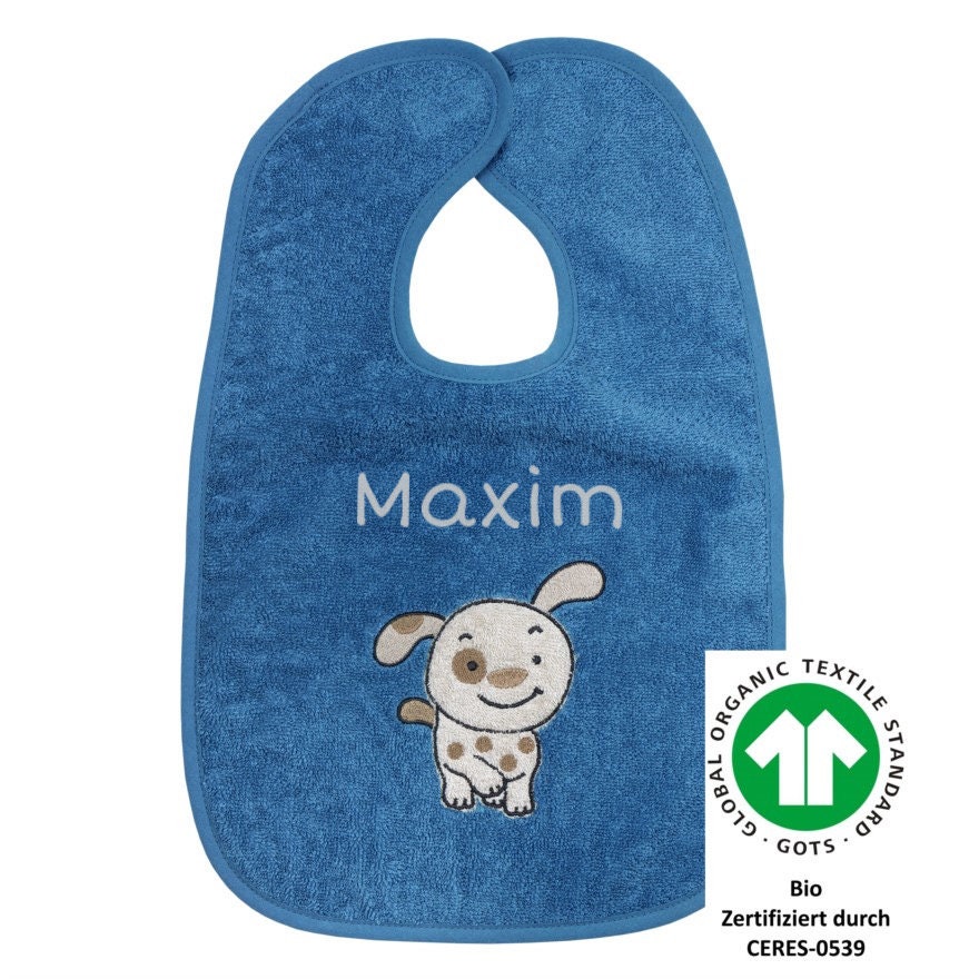 Baby Lätzchen Mit Name Bestickt Klettverschluss | Hund Rauchblau Baby Lätzchen Mit Name Bestickt Klettverschluss | Hund Rauchblau von Etsy - SticklingDE