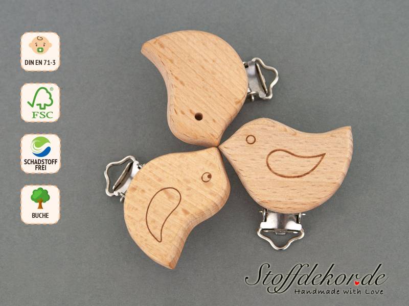 Holzclip Gravur Vogel Baby-Clip Schnullerclip Lasergravur Schnullerkettenclip Anhängerclip Clip Für Wagenanhänger Schnullerkette Spielkette von Etsy - Stoffdekor