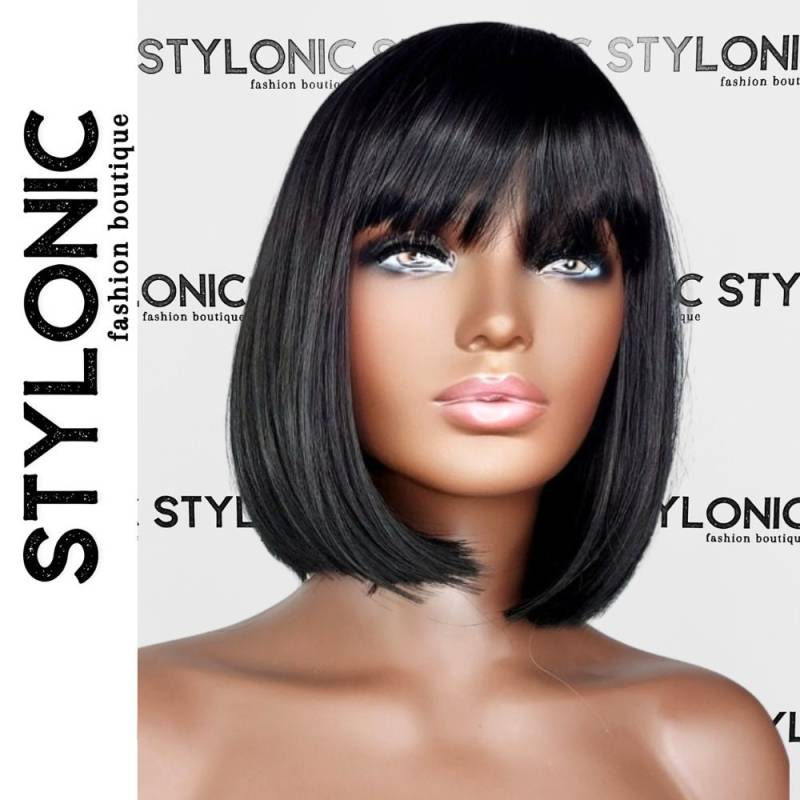 Jet Schwarze Bob Perücke, Stumpfe Pony, Kurze Synthetik, Halloween Cosplay Kostüm Party Fun Perücken Für Frauen von Etsy - StylonicWigs