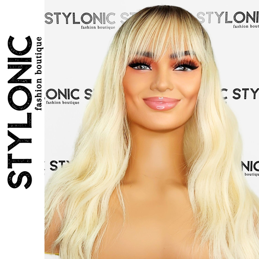 Lange Blonde Perücke Mit Fransen - Heat Styled, Ombre Roots, Wispy Pony, Kunsthaar-Perücken Für Frauen von Etsy - StylonicWigs