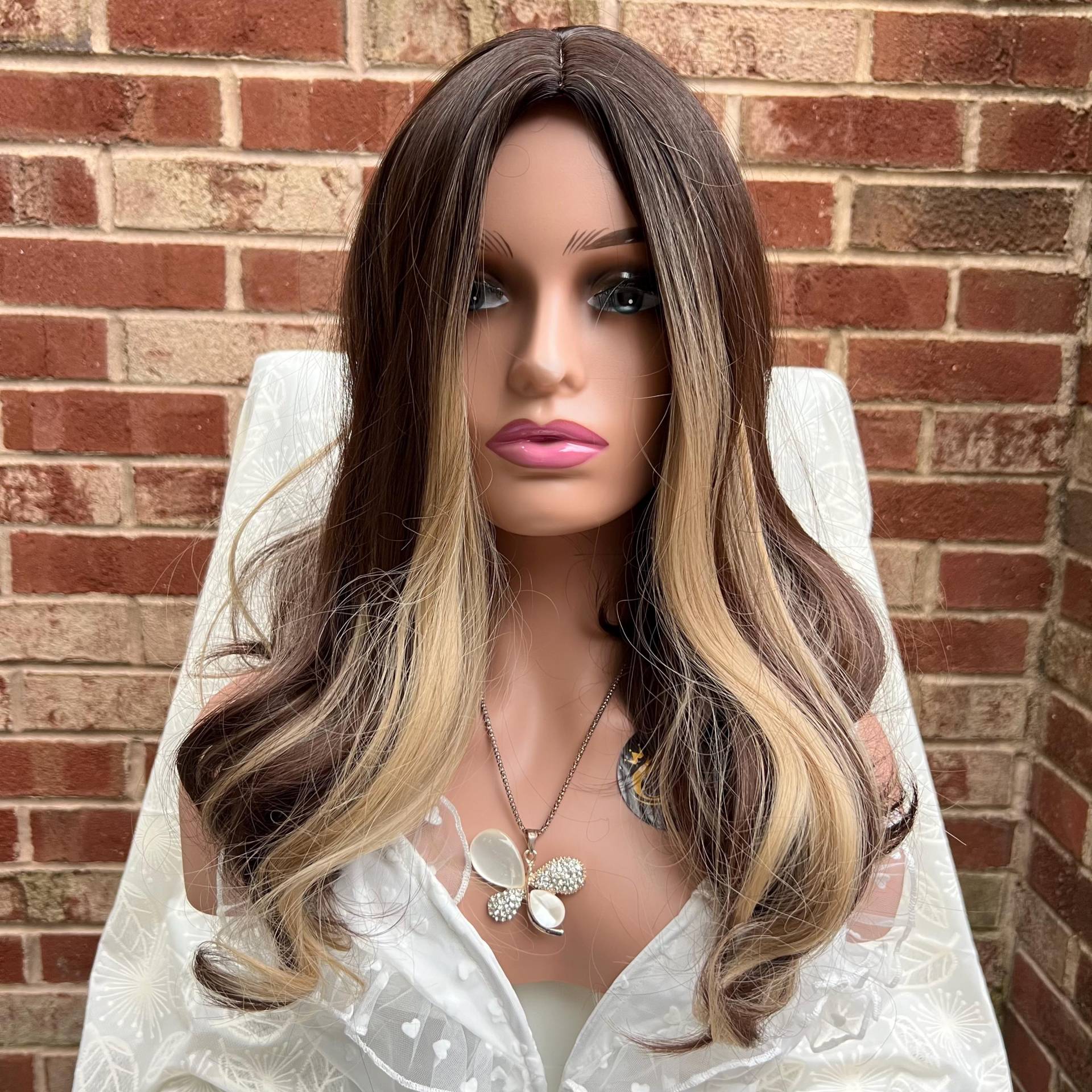 Lange Braun Mit Highlights Blonde Natural Wave Ombré Perücke Für Frau/Hitzebeständige Look Hair Fashion Tägliche Kleidung von Etsy - SugarFashionDesign