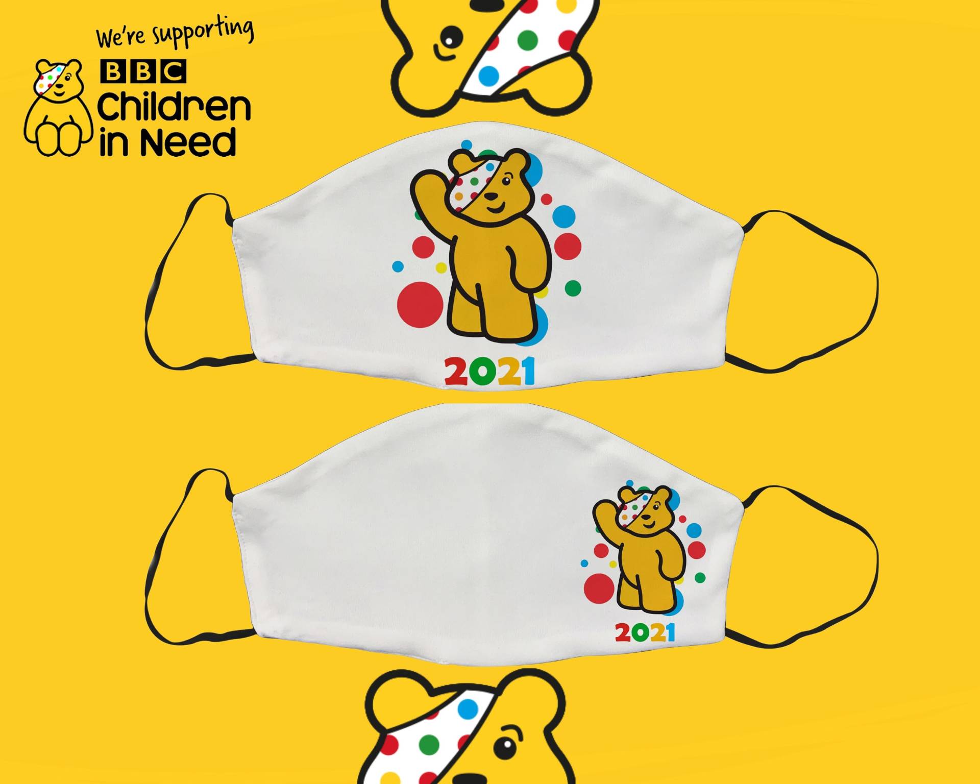 Pudsey 2021 Erwachsene Gesichtsmaske, Kinder in Not, Baumwolle, Lustige Charity Verstellbare Gesichtsbedeckung, Filtertasche, Geschenk Für Ihn von Etsy - SupaCustom