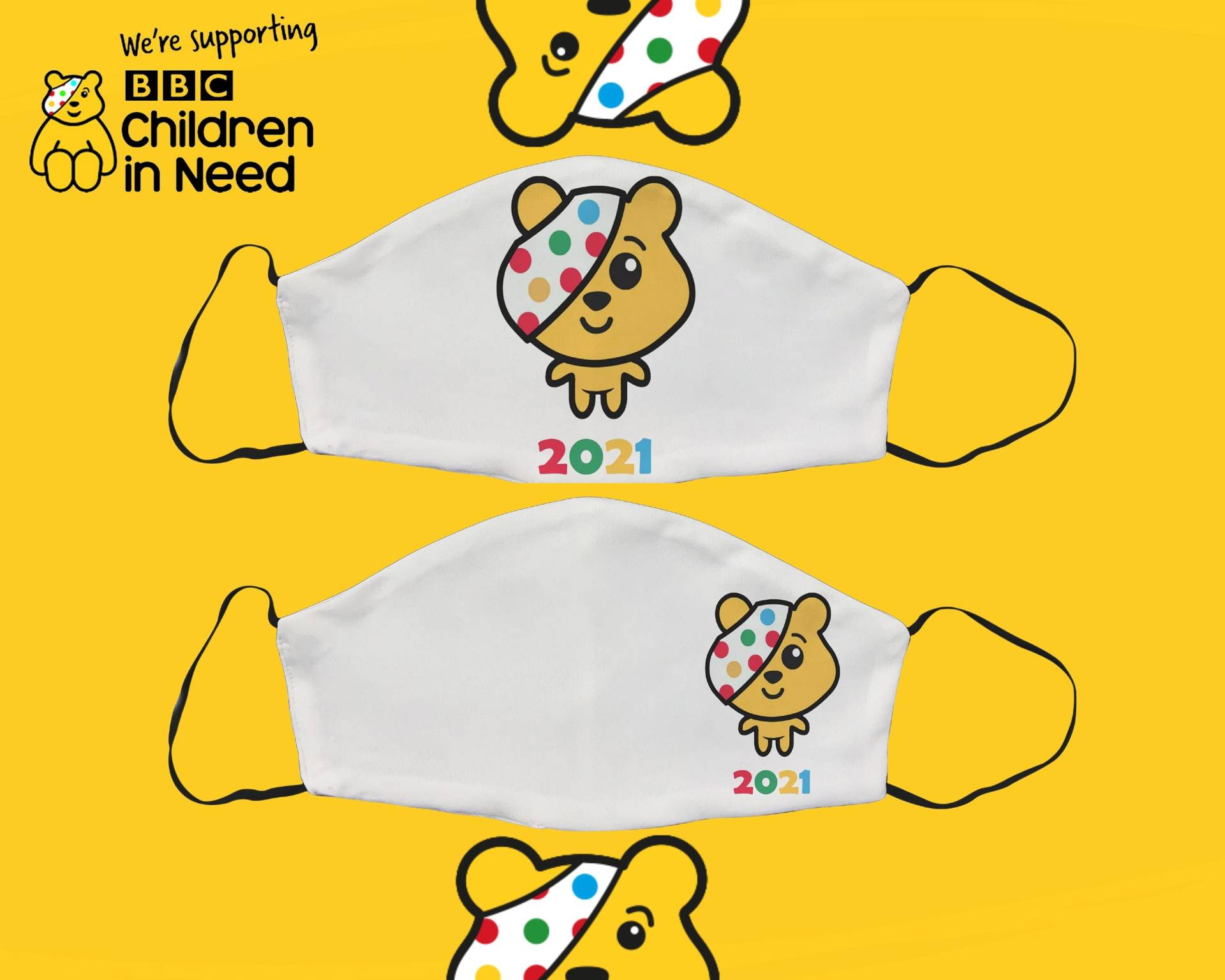 Pudsey 2021 Gesichtsmaske, Animierte Maske, Baumwolle, Lustige Charity Verstellbare Gesichtsbedeckung, Filtertasche, Geschenk Für Ihn von Etsy - SupaCustom