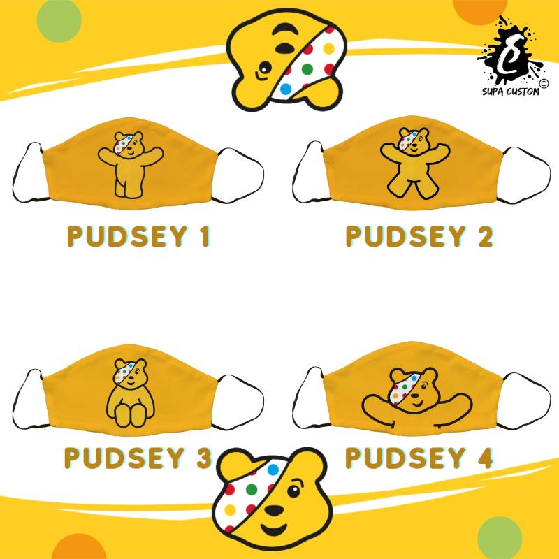 Pudsey Maske, Kinder in Not Gesichtsmaske, Baumwolle Charity Verstellbare Gesichtsbedeckung Mit Filtertasche, Erwachsene Gesichtsmaske Geschenk Uk von Etsy - SupaCustom