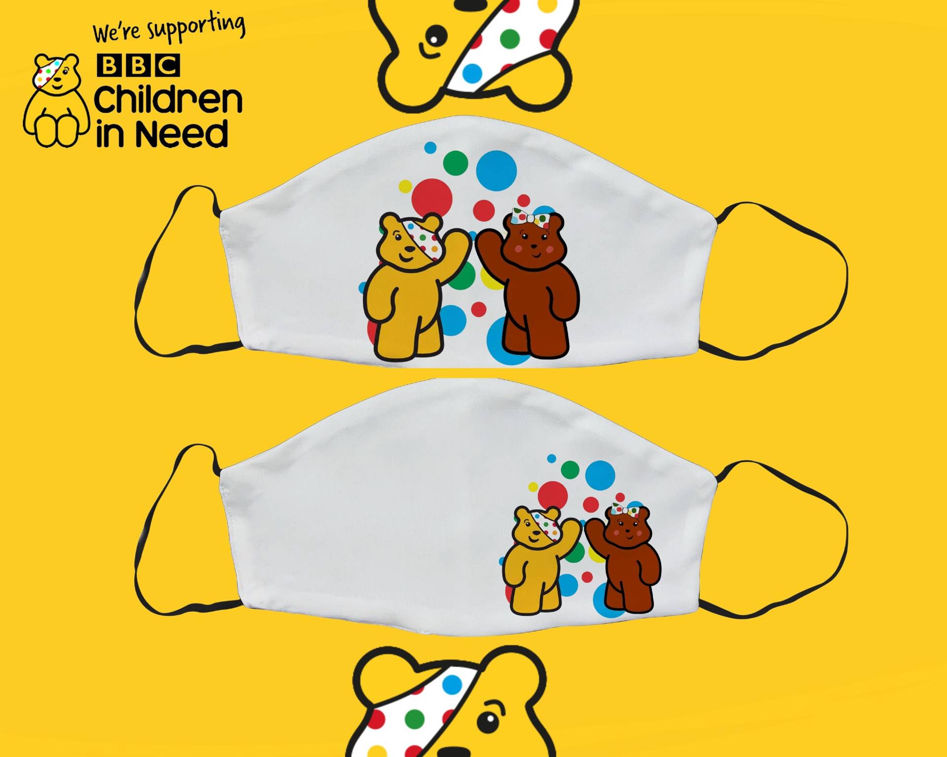 Pudsey Plüsch Maske, Kinder in Not, Baumwolle Gesichtsmaske, Charity, Verstellbare Gesichtsbedeckung Mit Filterfach, Erwachsene Geschenk Uk von Etsy - SupaCustom