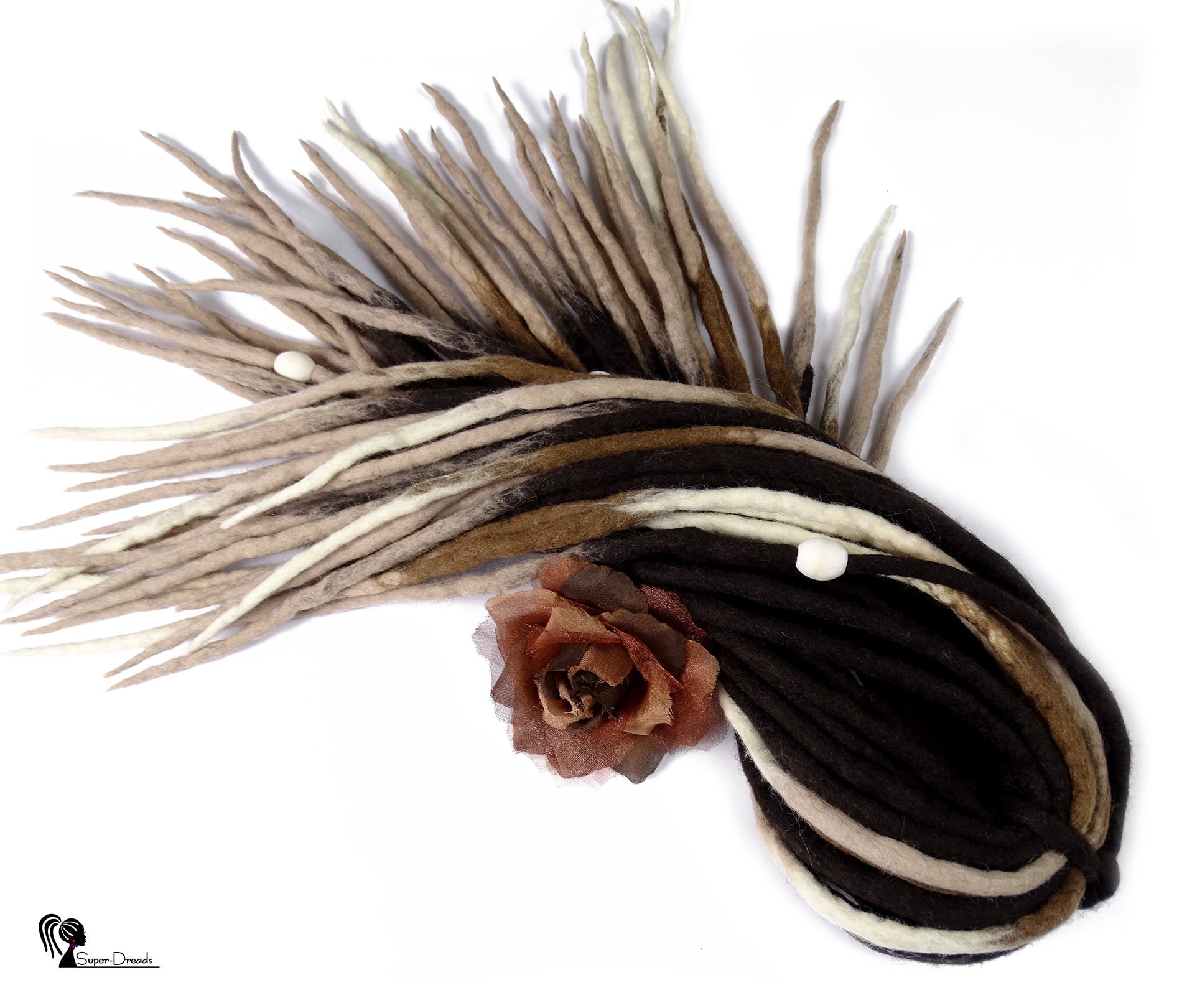 Braun Blonde Merino Wolle Dreadlocks Erweiterungen, Erdige Natürliche Double Ended Dread Set Mit Perlen Braun Blonde Merino Wolle Dreadlocks Erweiterungen, Erdige Natürliche Double Ended Dread Set Mit Perlen von Etsy - SuperDreadsArt