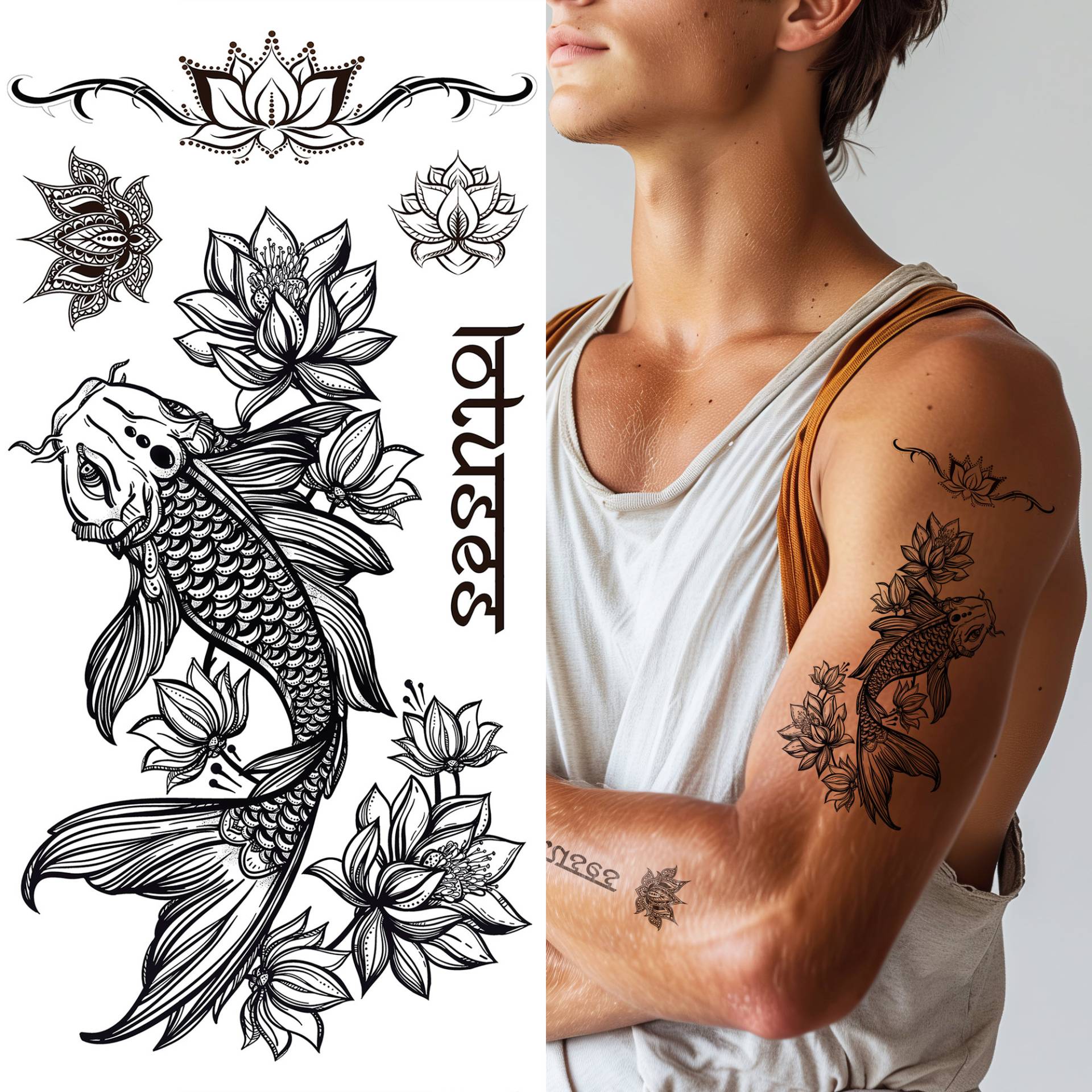 Supperb Temporäre Tattoos - Fisch & Lotus Supperb Temporäre Tattoos - Fisch & Lotus von Etsy - SupperbTattoos