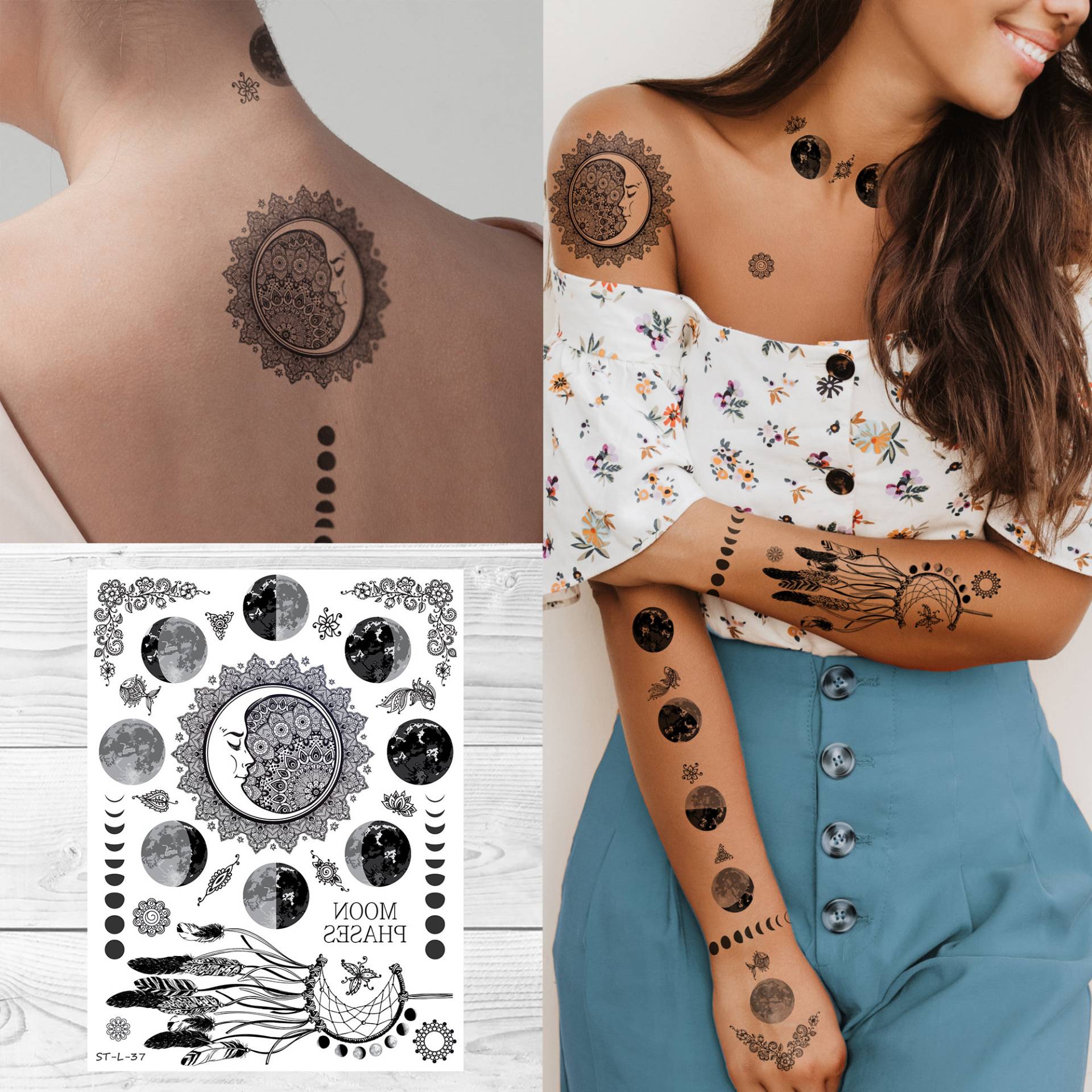 Supperb Temporäre Tattoos - Vollmond Tattoos, Mondphase Temporäres Tattoo Mondfest Boho Meditation Celestial Crescent Henna Supperb Temporäre Tattoos - Vollmond Tattoos, Mondphase Temporäres Tattoo Mondfest Boho Meditation Celestial Crescent Henna von Etsy - SupperbTattoos