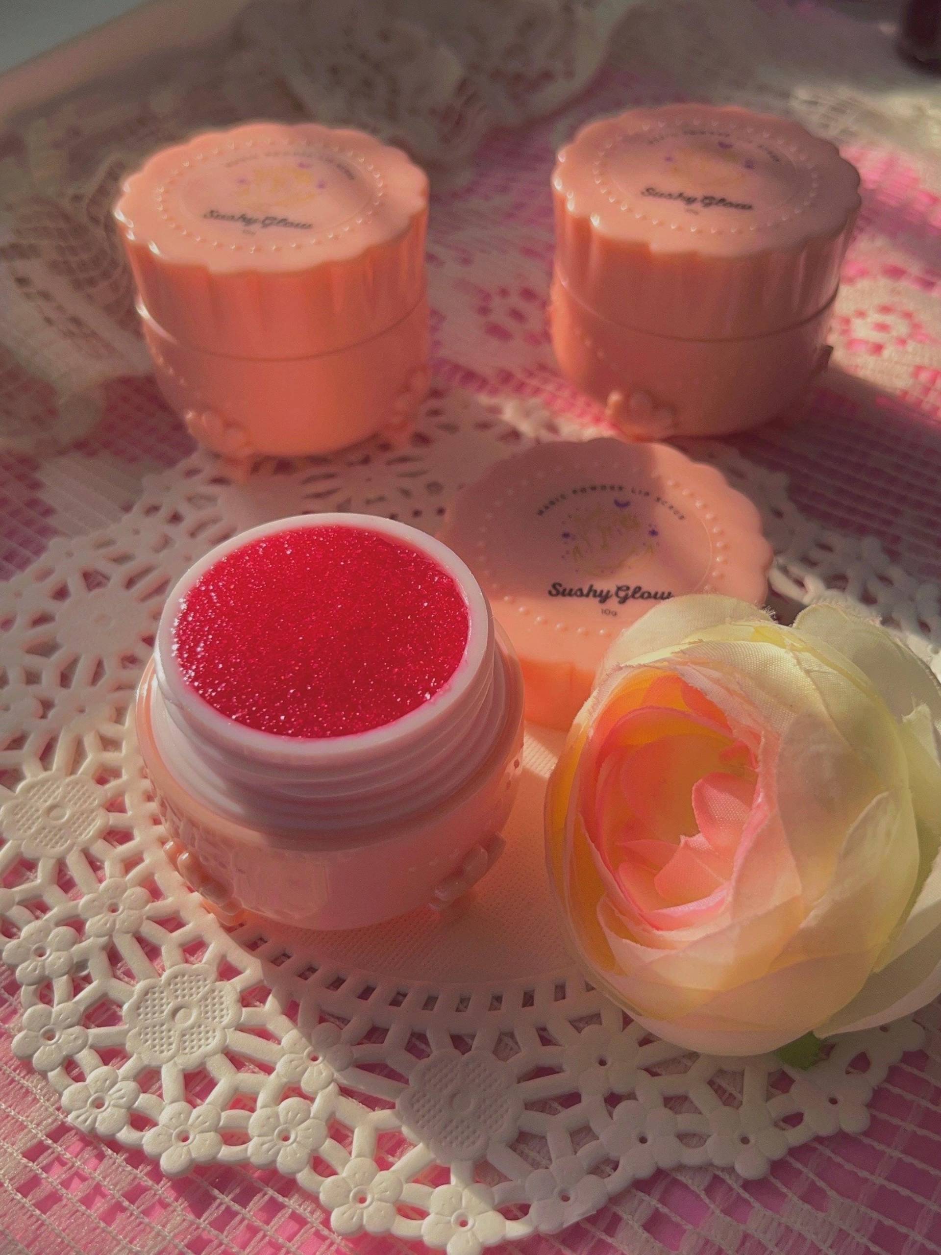 Zauberhaftes Puder Lippenpeeling - Lippenzucker 15G Zuckerlippenpeeling Rosa Peeling von Etsy - SushyGlowCosmetics