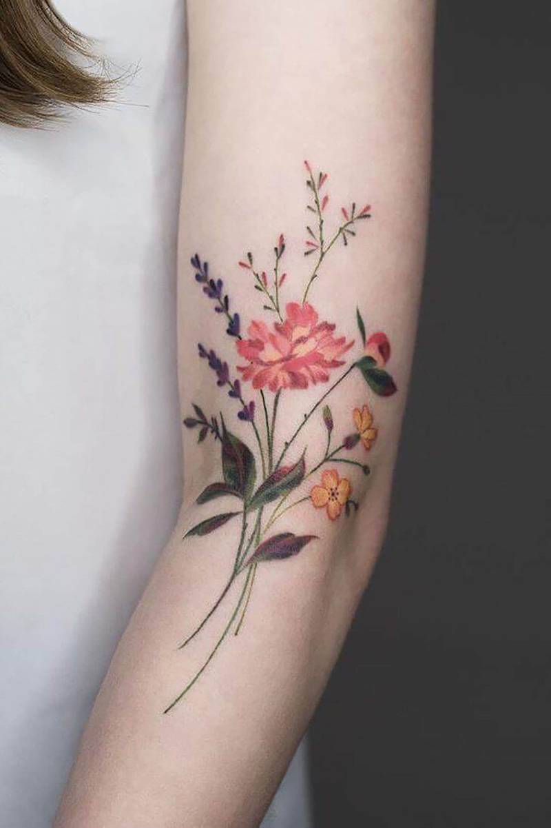 Bunte Blume Abnehmbares Tattoo - Fake Blumen Temporäre Wasserdicht Idee Für Mädchen Frau von Etsy - SvenHStore