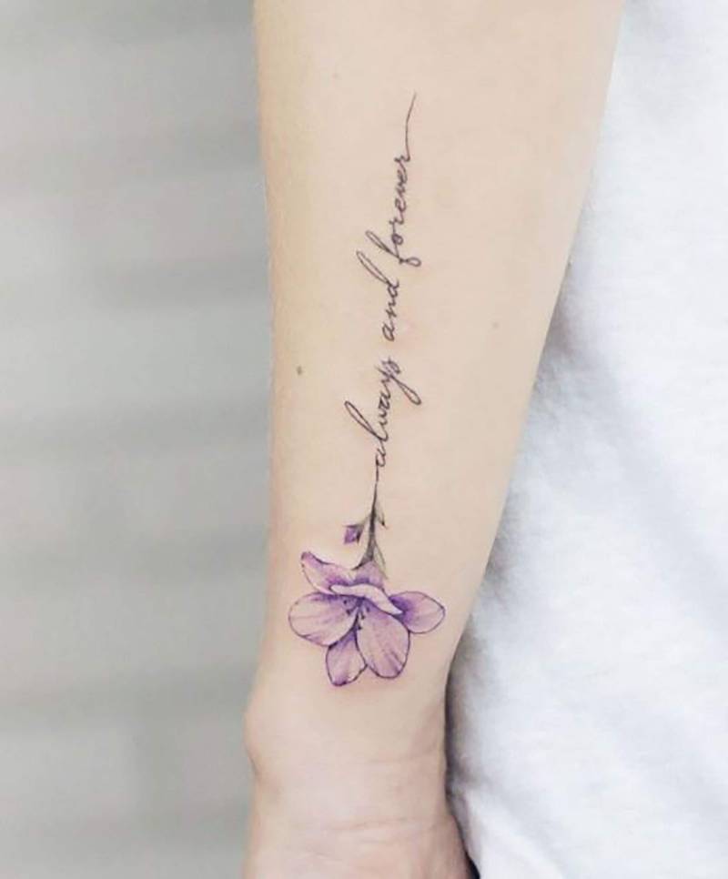 Immer Und Für Immer Lila Blumen Tattoo - Gefälschte Mit Name Blume Personalisierte Temporäre Wasserdichte von Etsy - SvenHStore