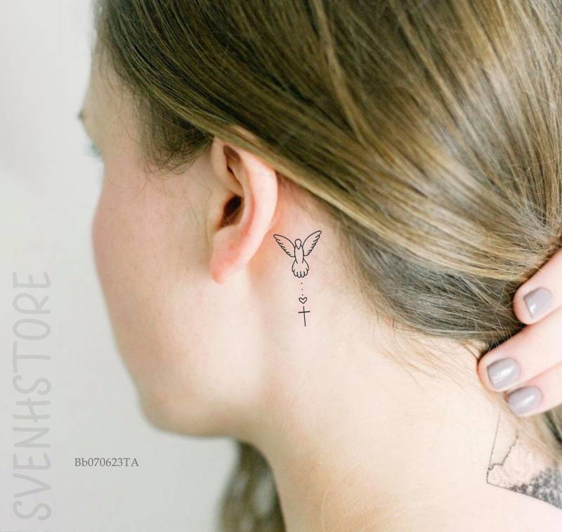 Kleine Taube Tattoos Temporäres Tattoo, Spirituelles Tattoo Vogel Religiöses Geschenk Für Christliches Geschenk, Kleines Kreuz Religiöse von Etsy - SvenHStore