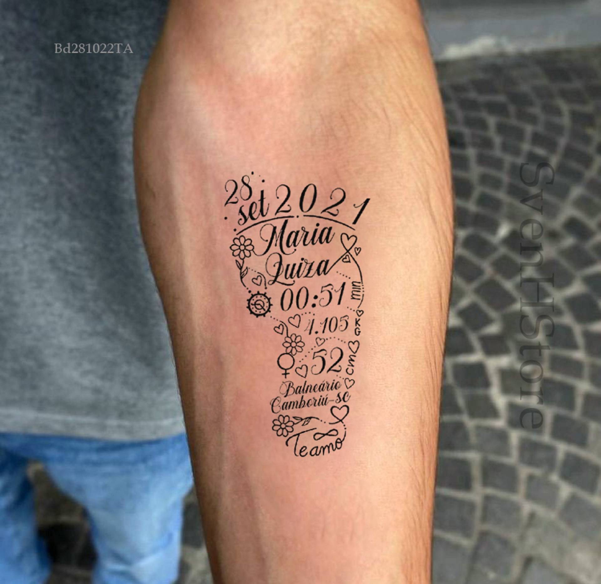 Neugeborenen Geburts-statistiken Temporäres Tattoo, Babyankündigung, Neugeborener Fußabdruck Benutzerdefinierter Name Wasserdichtes von Etsy - SvenHStore