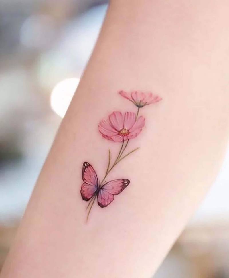 Schmetterling Und Blumen Temporäre Tattoo, Floral Fake Bunte Schmetterlinge Tiny Wasserdicht Entfernbares Girly Tattoo von Etsy - SvenHStore