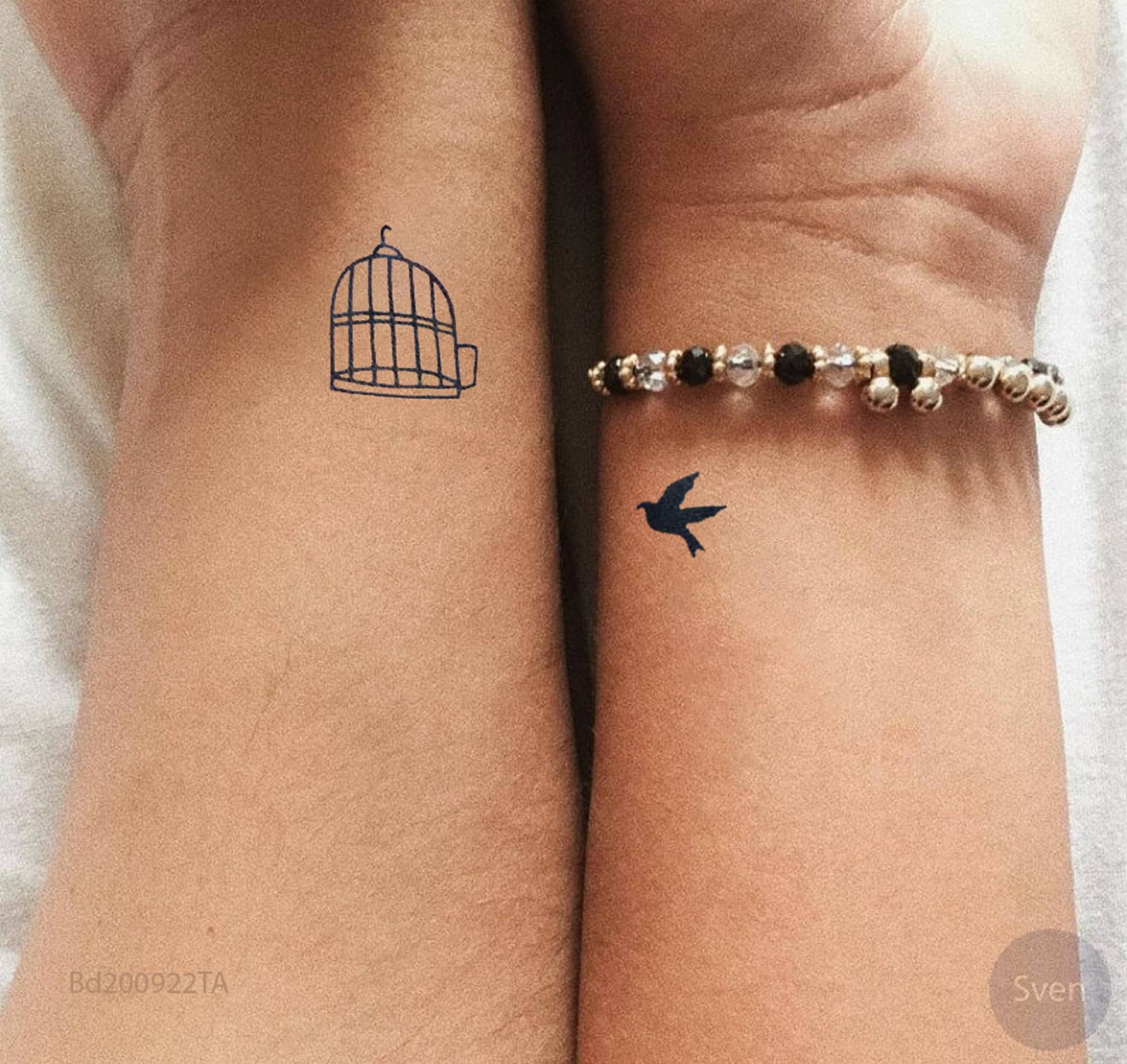 Vogel Und Käfig-Paar Temporäres Tattoo, Bedeutungsvolle Entfernbares Fake Personalisiertes Wasserdichtes Passendes Tattoo-Geschenk Für Liebhaber von Etsy - SvenHStore