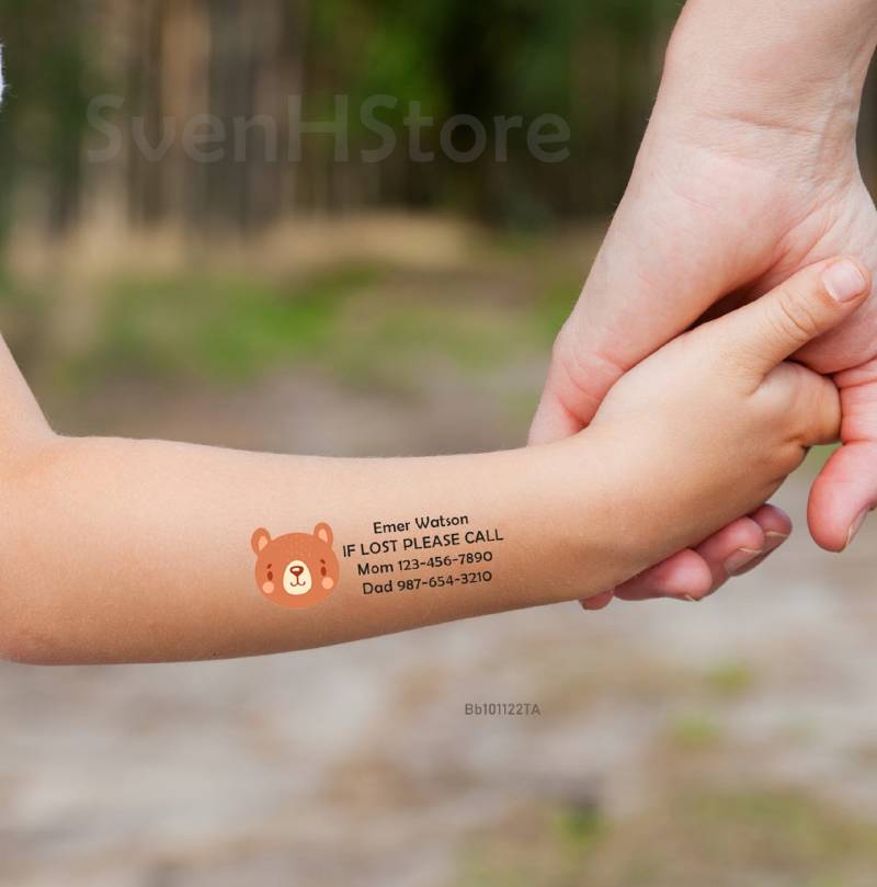 Wenn Verloren, Rufen Sie Bitte An-Notfallkontakt Temporärer Tattoo-Aufkleber-Wenn Verloren Tattoo Für Kinder-Kindersicherheit Tattoo-Non von Etsy - SvenHStore