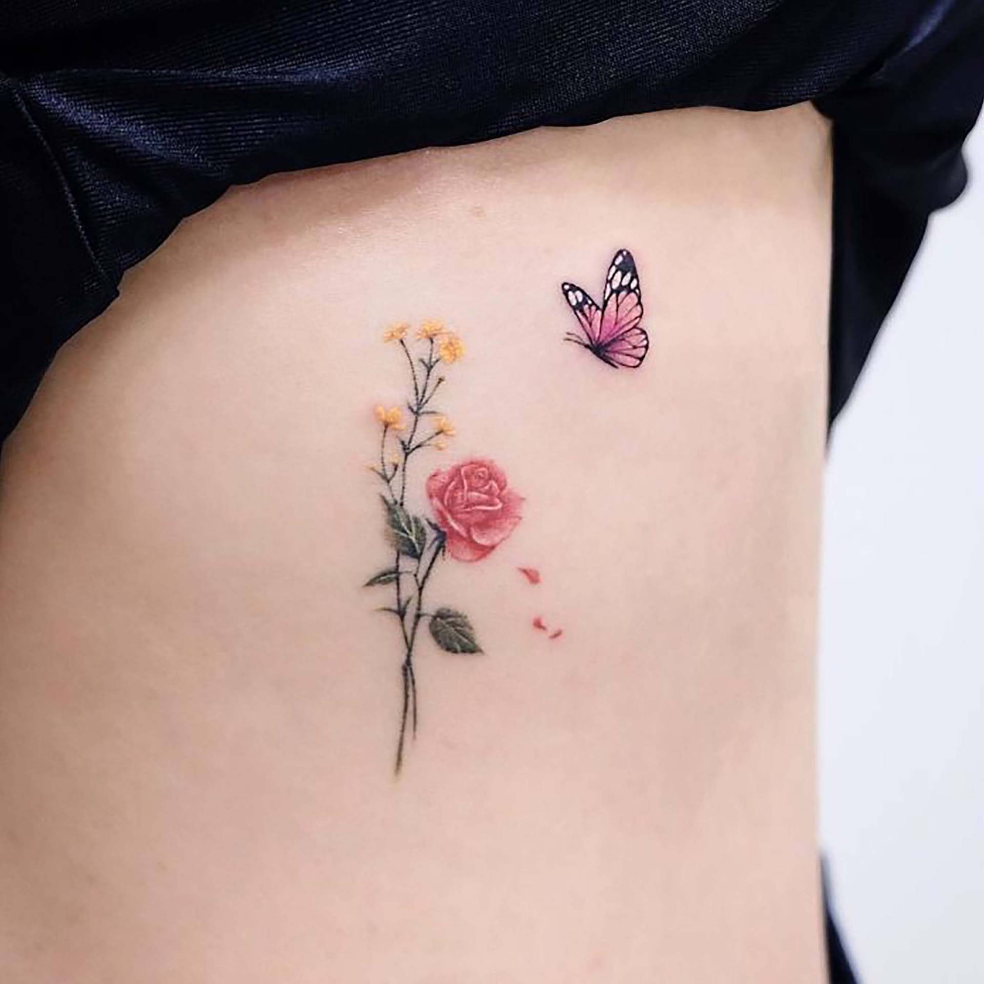 Wildblumen Temporäres Tattoo, Schmetterling Und Blumen Floral Tattoo Aufkleber, Farbiges Boho Geschenk, Fake Für Mädchen von Etsy - SvenHStore