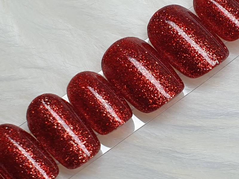 Rot Mit Glitzer Press On Nails von Etsy - SymbelNails